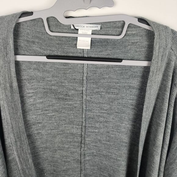 REBECCA MINKOFF MILANO CAPE HEATHER GREY OPEN FRONT CARDIGAN SWEATER WOOL OS NWT - Picture 4 of 10